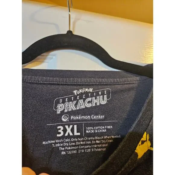 Pokemon Center Detective Pikachu Shirt 3XL Gray All Over Print Graphic Tee - Picture 2 of 6